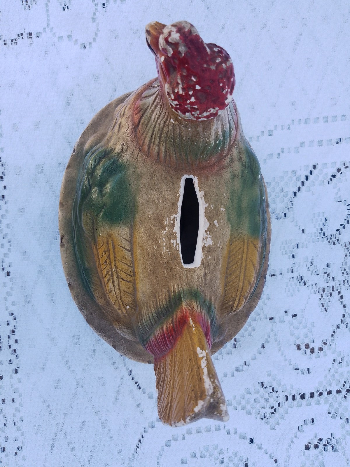 Vintage French Plaster Chicken Money Bank Break To Open Piggy Bank c1950-60's