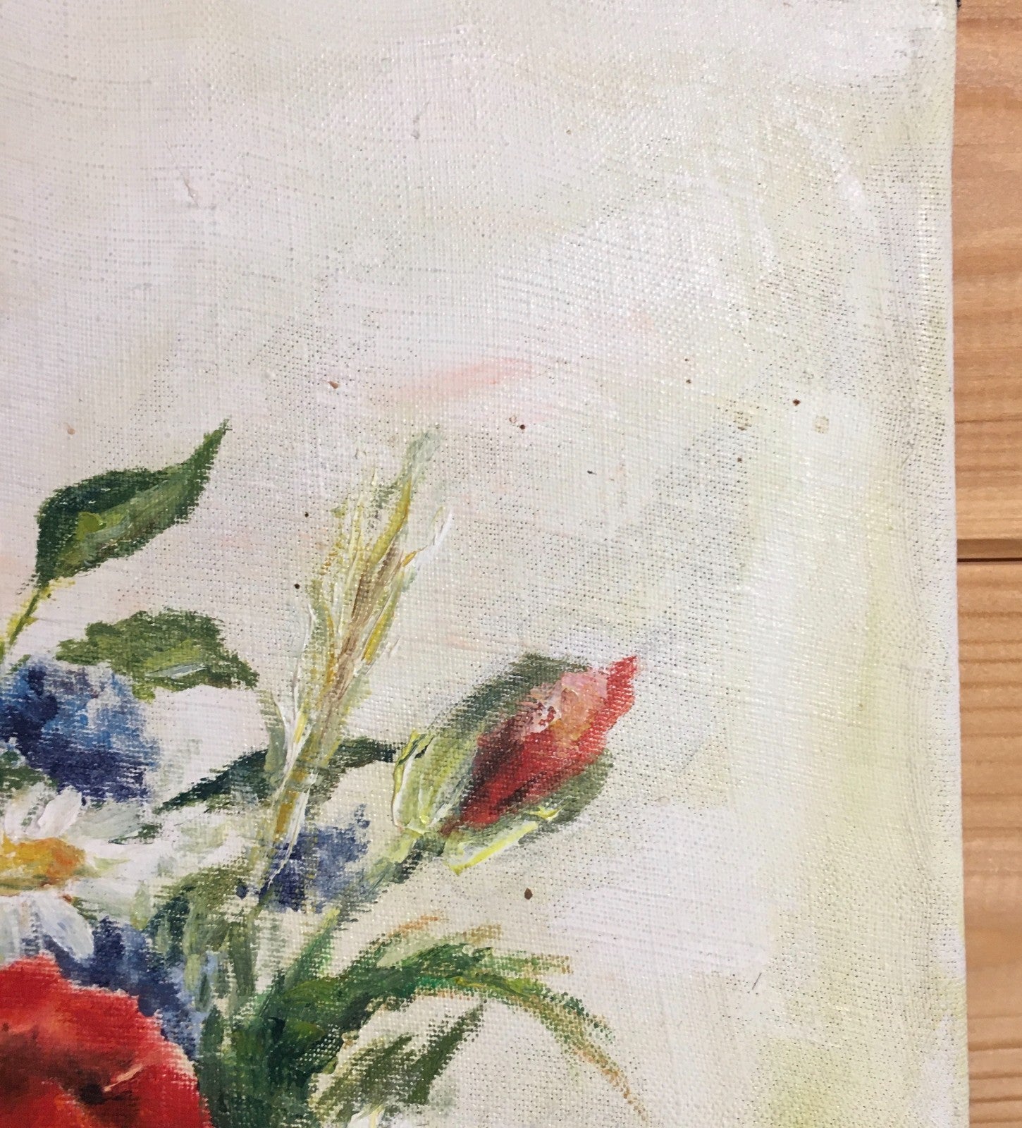 Vintage French Oil Painting. Signed by Dussart. Poppies And Daisies in A Vase