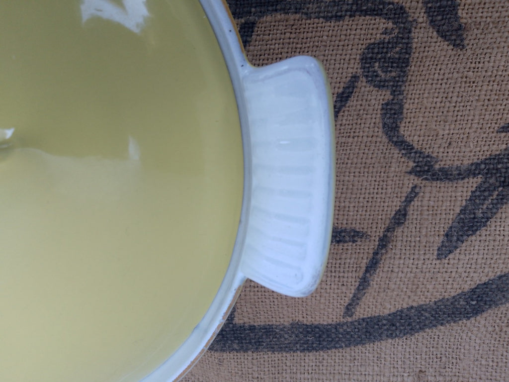 DRU Holland Dutch Round Oven Yellow Cast Iron Enamel Casserole Dish with Lid