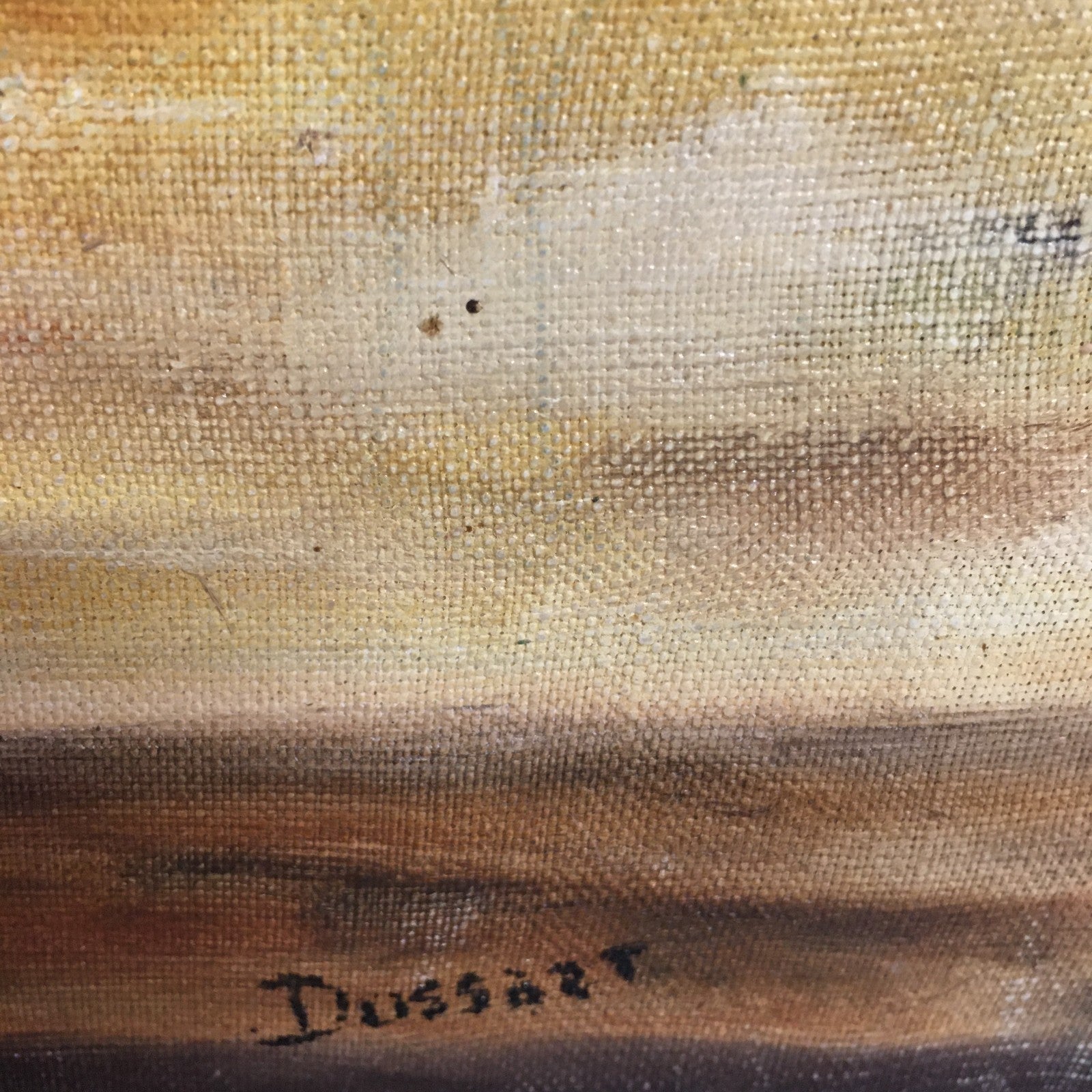 Vintage French Oil Painting. Signed by Dussart. Poppies And Daisies in A Vase