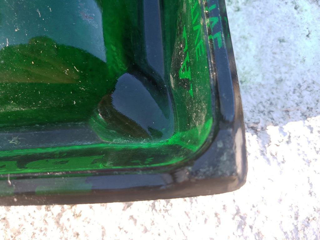 Vintage French Ashtray Verveine du Velay PAGES Liqueur Green Glass Pub Man Cave