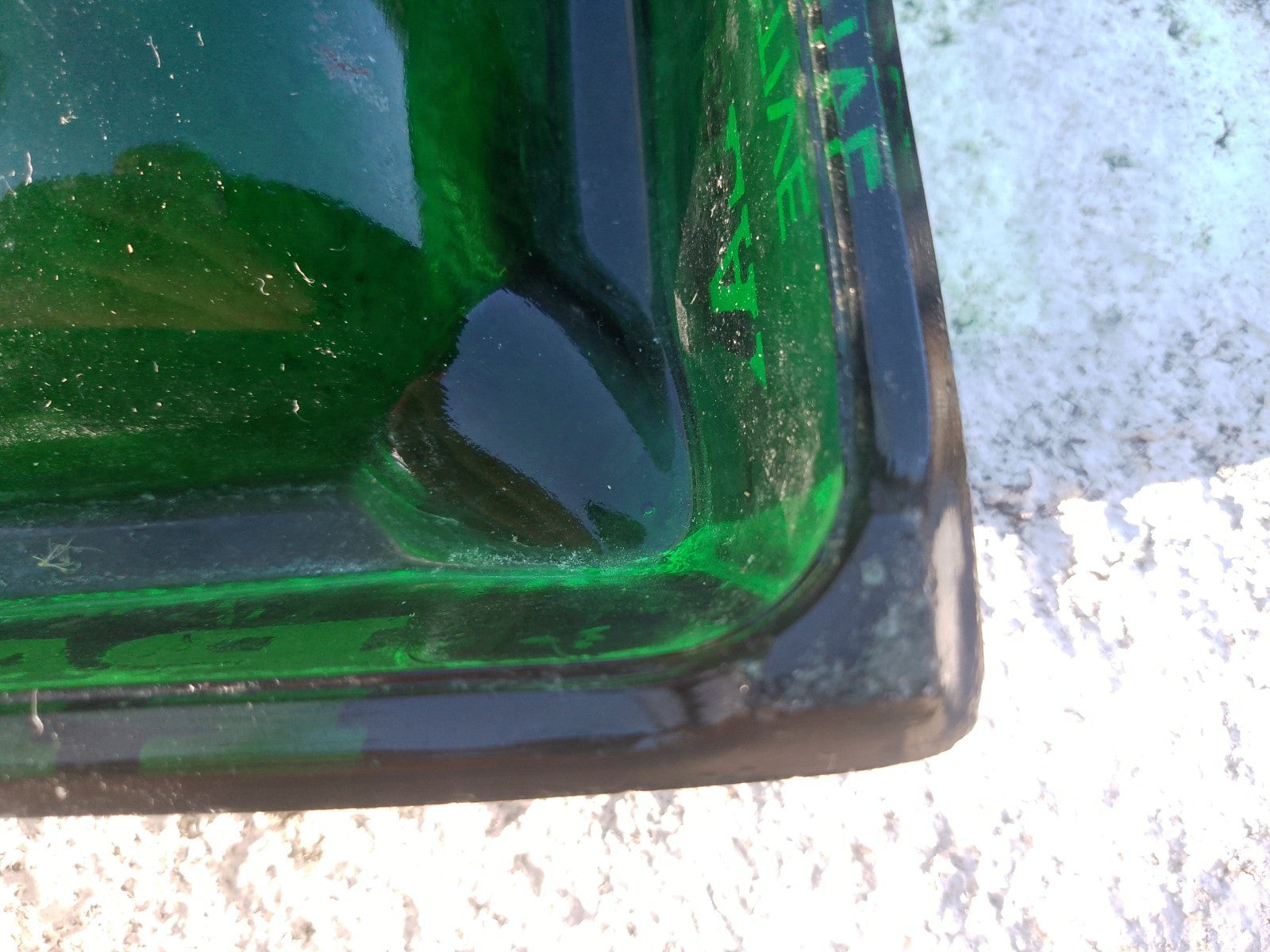 Vintage French Ashtray Verveine du Velay PAGES Liqueur Green Glass Pub Man Cave