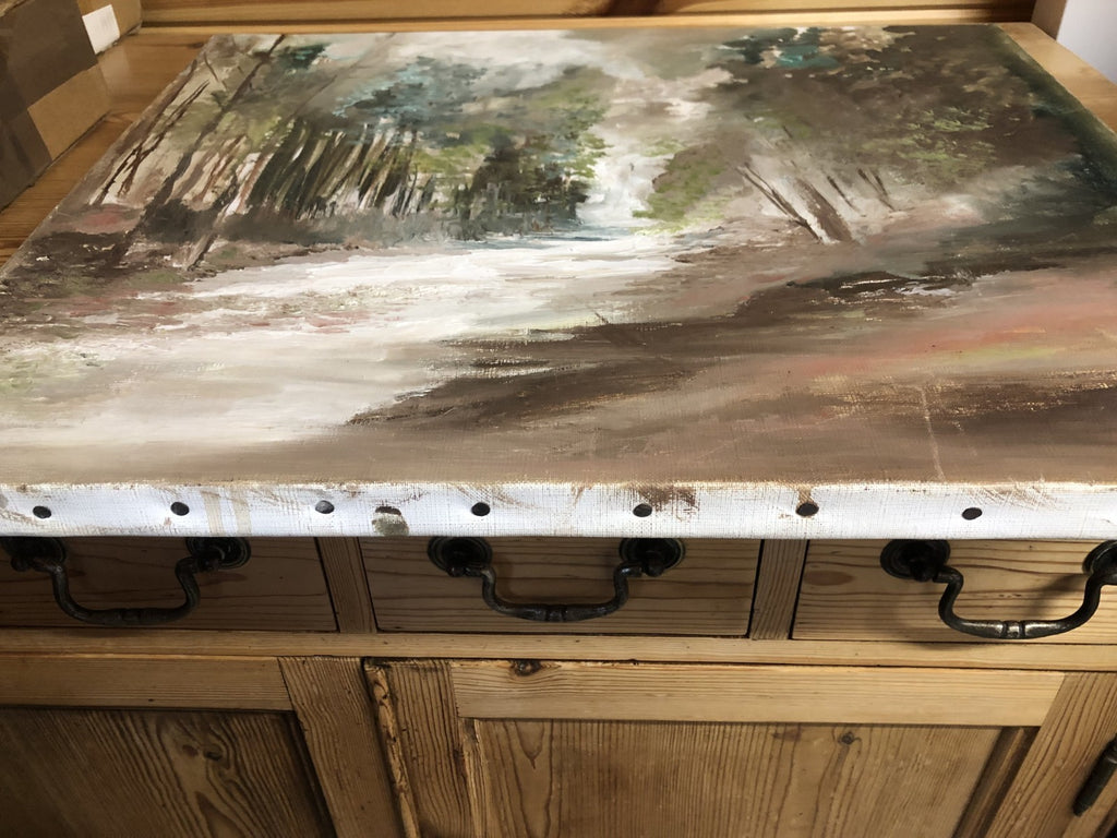French Naive Vintage Oil Painting. A Woodland Walk. Signed  Christa?