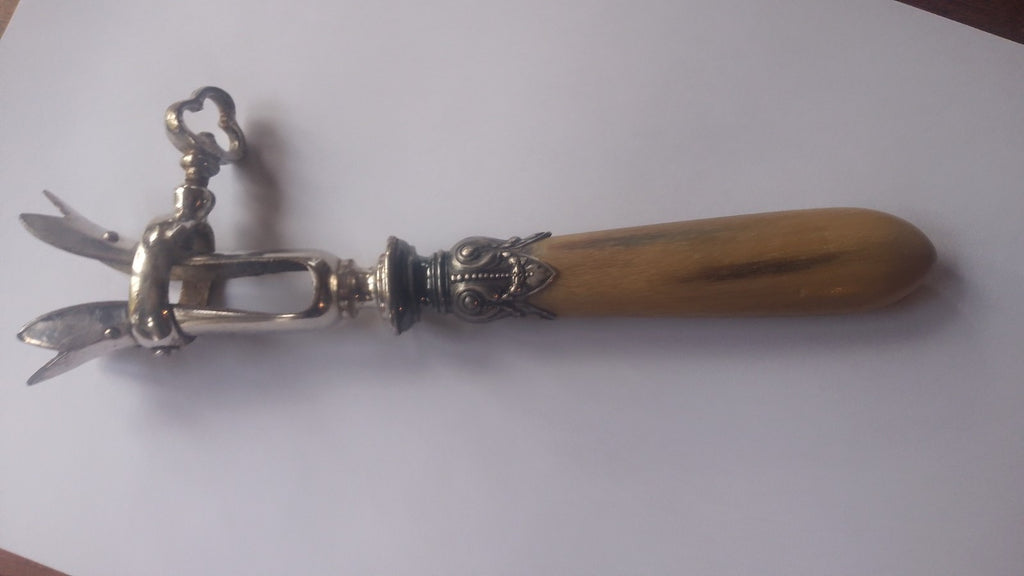 Antique French Flatware Manche A Gigot Leg Of Lamb Bone Holder Bone Handle