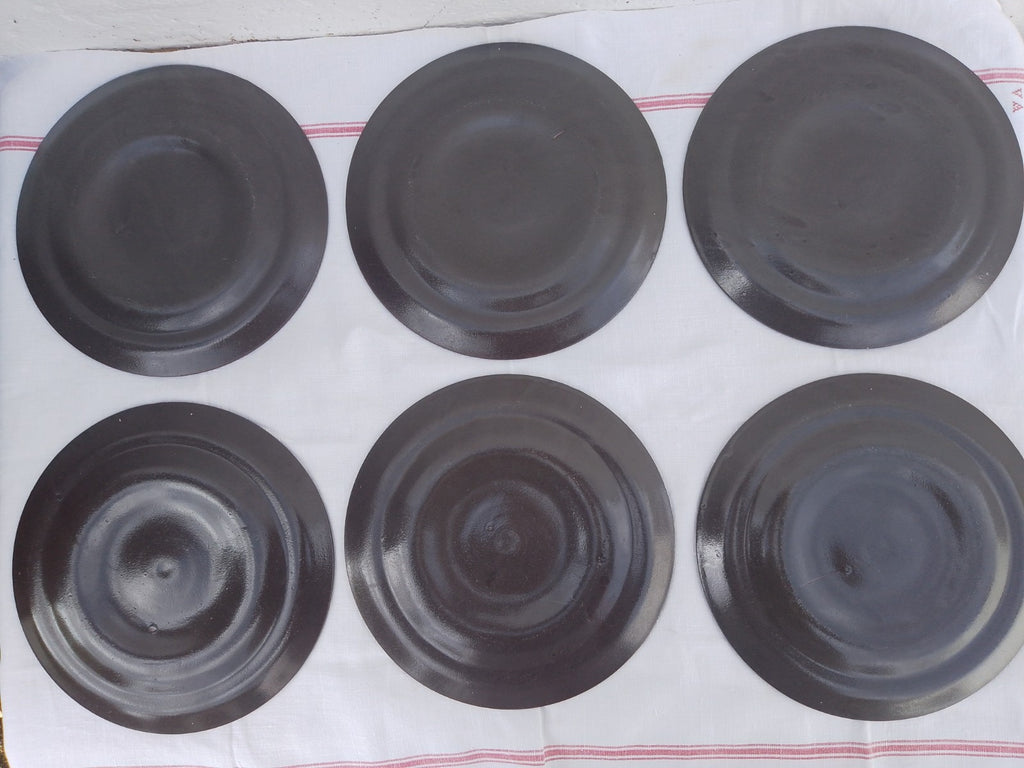 Set of 6 Vintage French Oyster Plates 10ins 25cms c1960's? Seashell