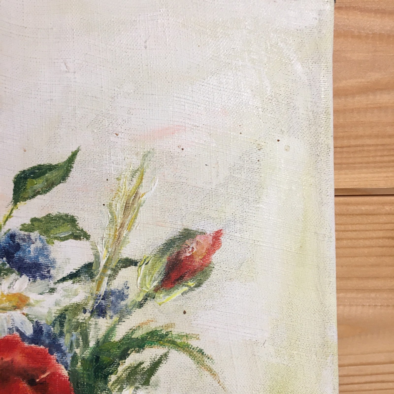 Vintage French Oil Painting. Signed by Dussart. Poppies And Daisies in A Vase
