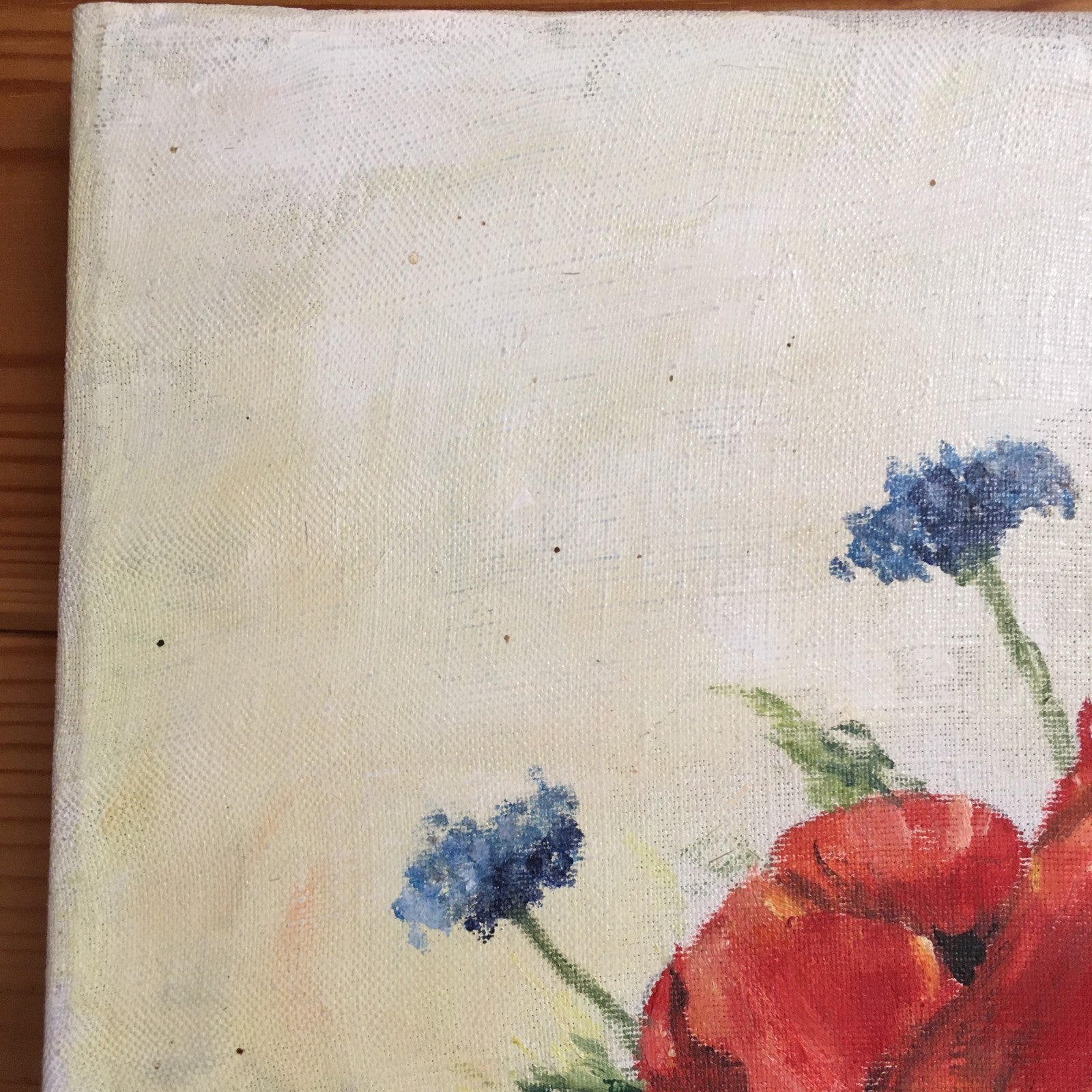 Vintage French Oil Painting. Signed by Dussart. Poppies And Daisies in A Vase