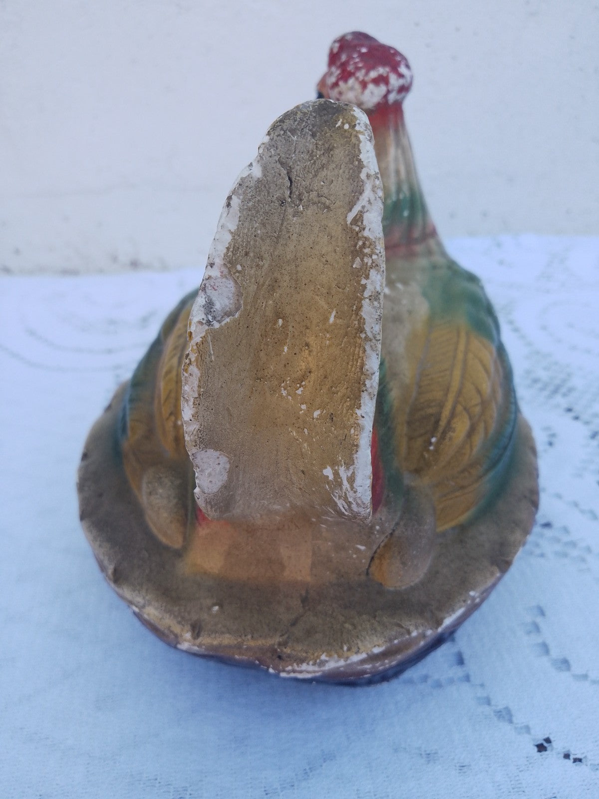 Vintage French Plaster Chicken Money Bank Break To Open Piggy Bank c1950-60's