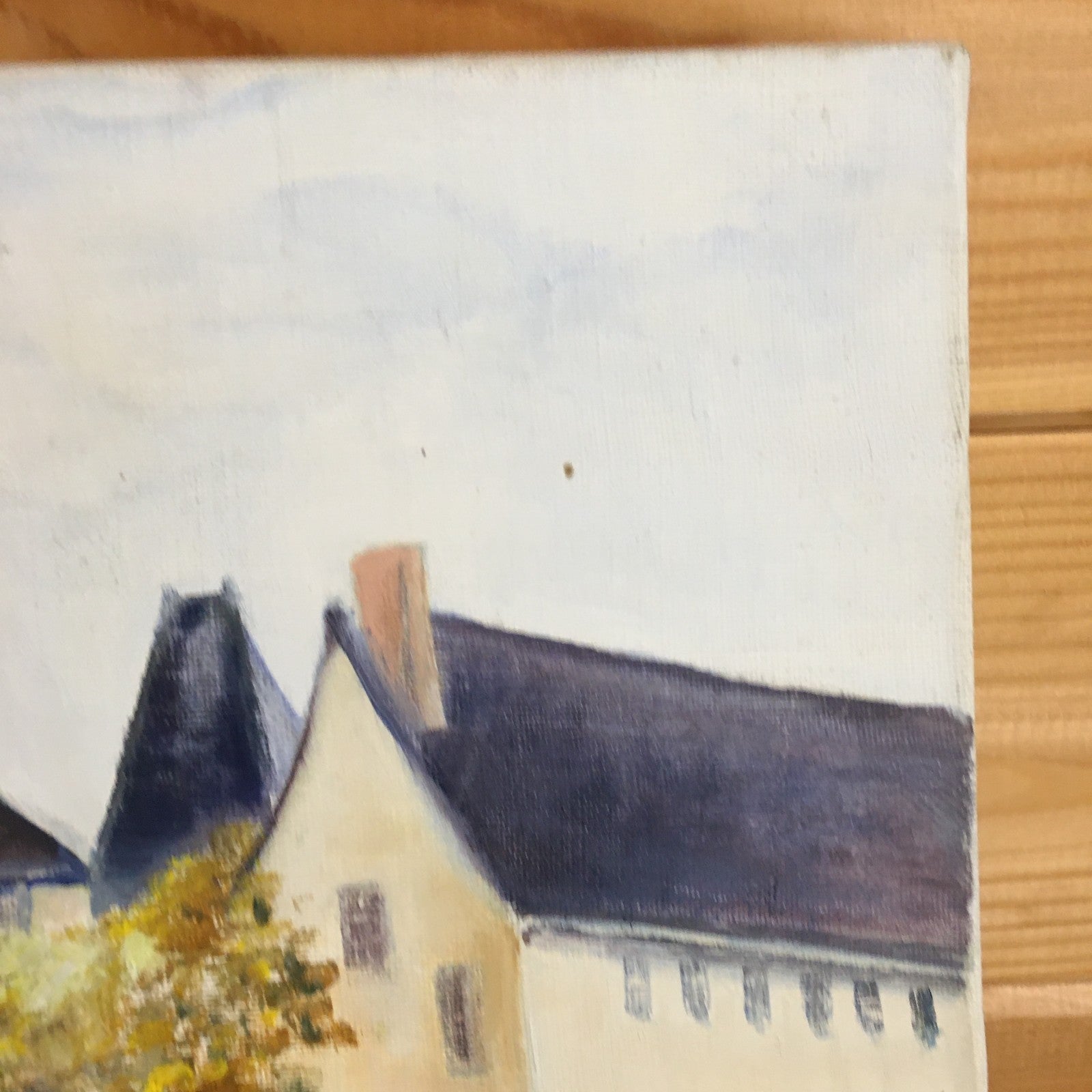 French Naive Vintage Oil Painting French Chateau On The River Signed by L Wuyts?