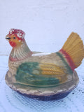 Vintage French Plaster Chicken Money Bank Break To Open Piggy Bank c1950-60's