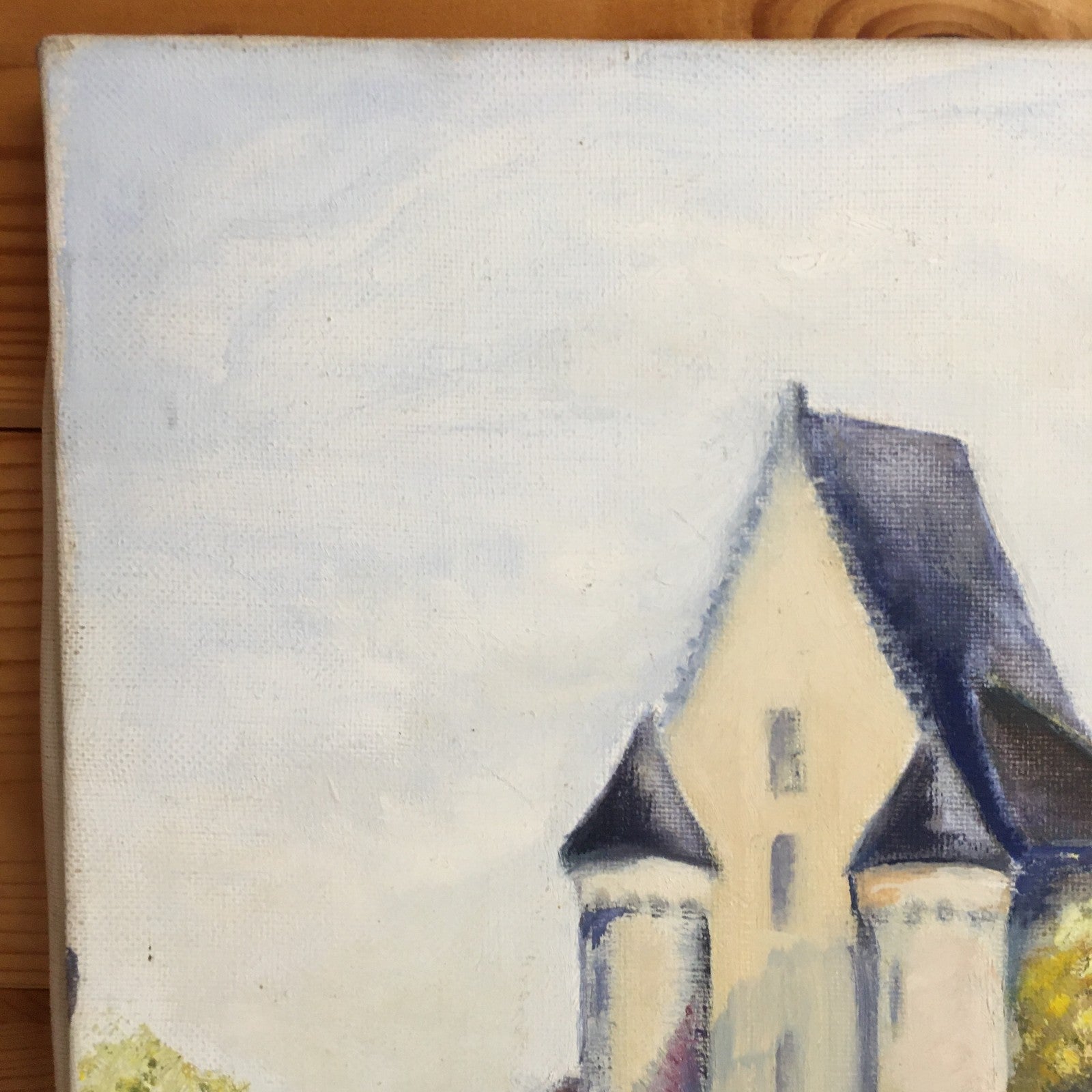 French Naive Vintage Oil Painting French Chateau On The River Signed by L Wuyts?