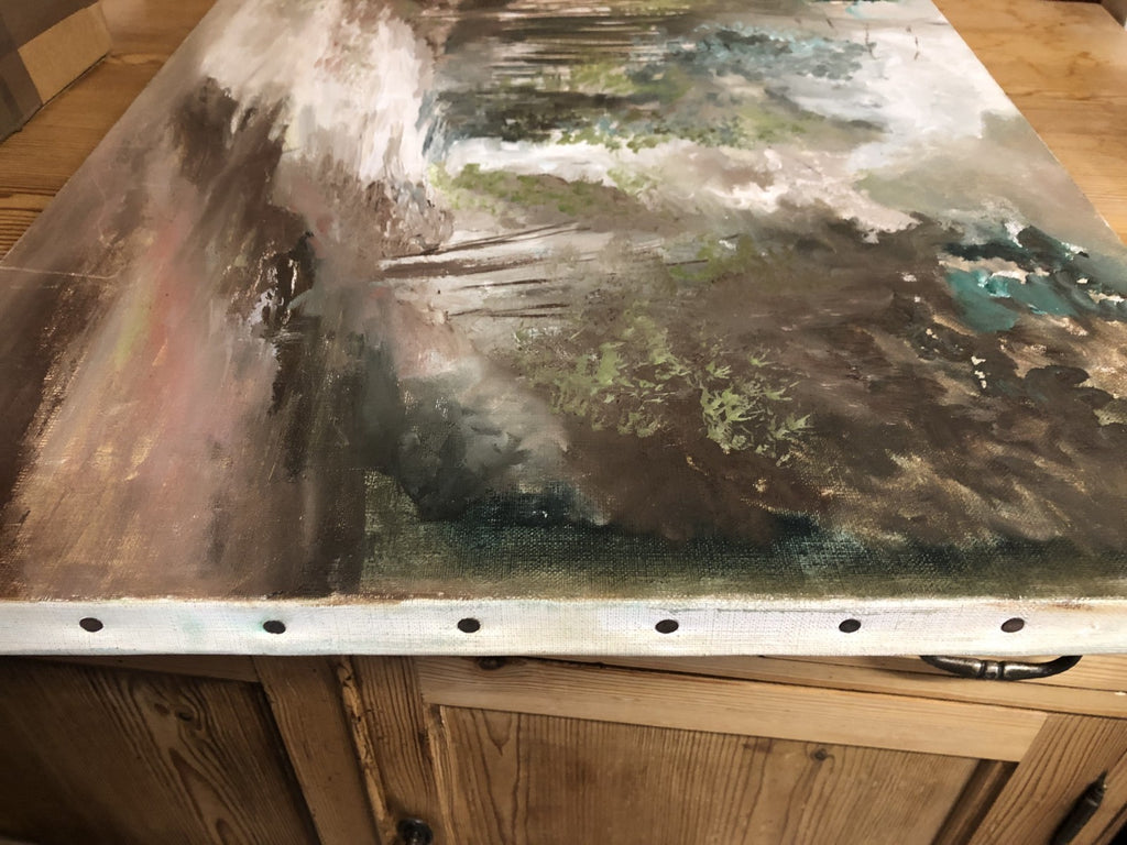 French Naive Vintage Oil Painting. A Woodland Walk. Signed  Christa?