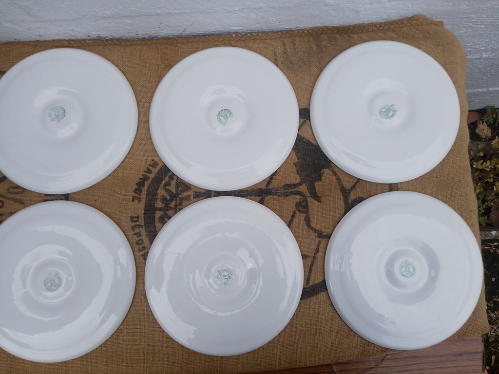 Set of 6 Vintage French Grey Oyster Plates 9.5ins 24cms Orchies Moulin Des Loups