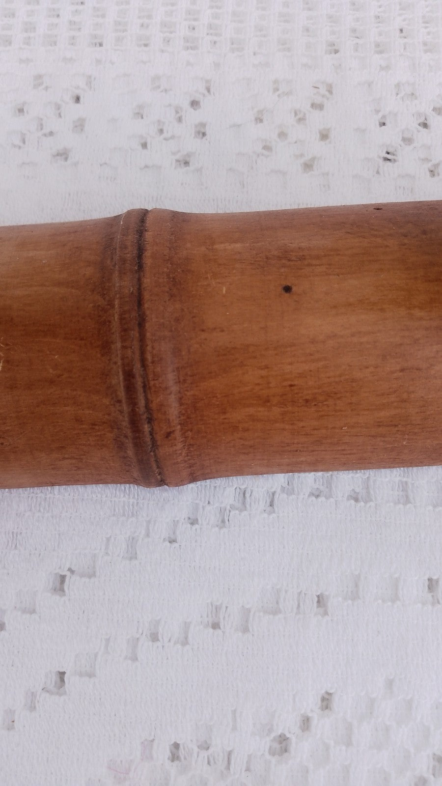 Vintage French 9.5" FAUX BAMBOO TURNED WOOD 2 HOOK COAT RACK Mushroom Pegs