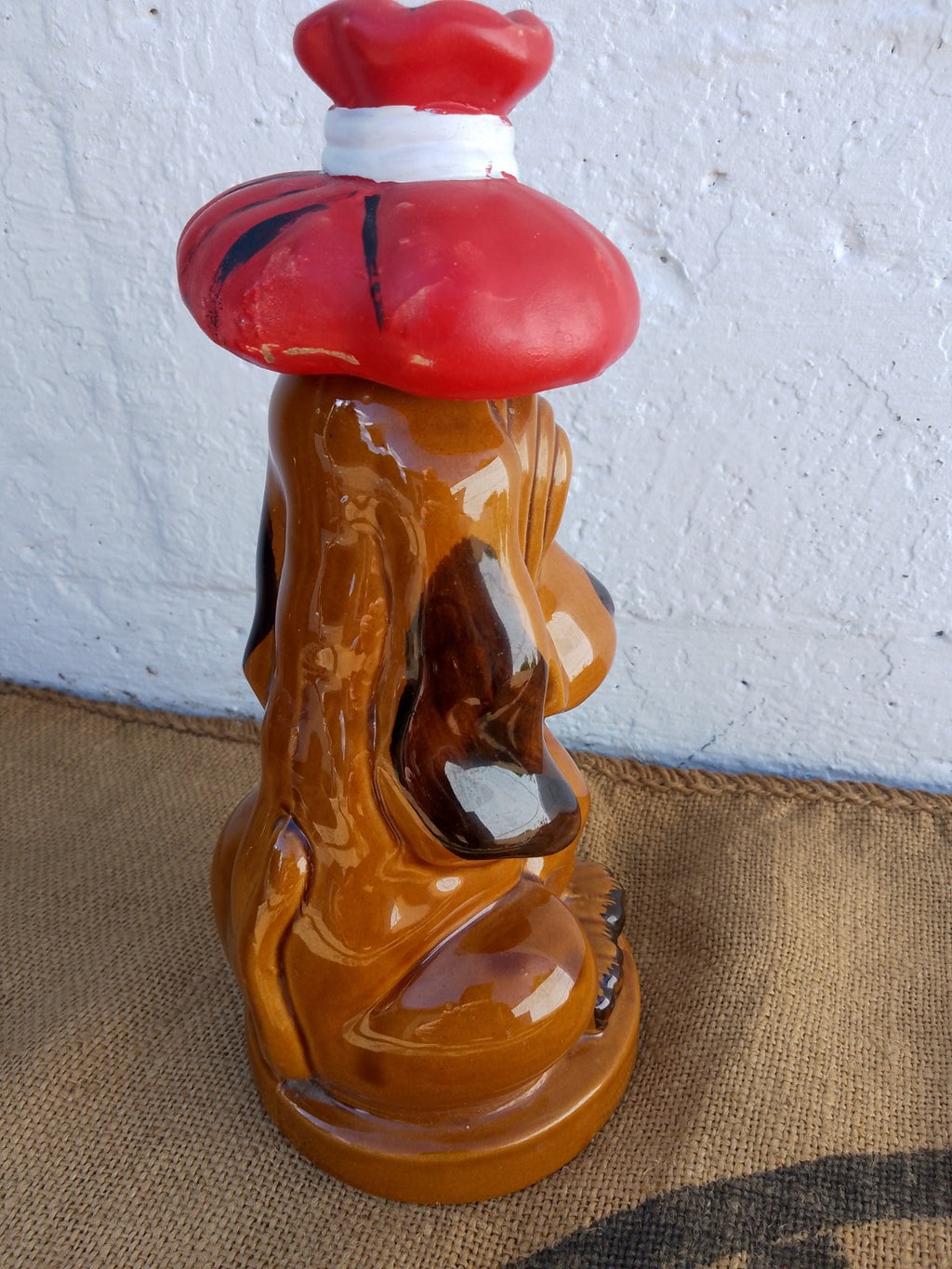 Vintage French Ceramic Glazed Sad Basset Hound Liquer Decanter / Bottle 1970's