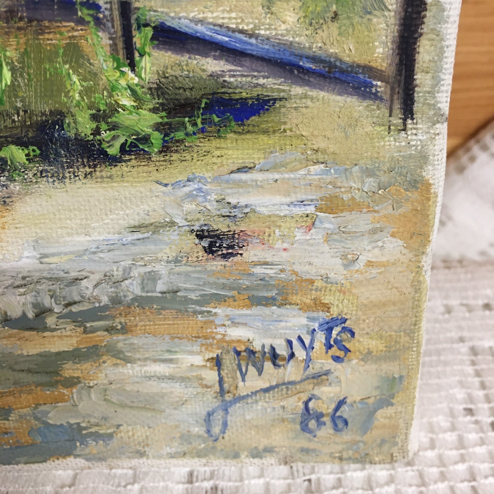 French Naive Vintage Oil Painting French Chateau On The River Signed by L Wuyts?