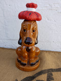Vintage French Ceramic Glazed Sad Basset Hound Liquer Decanter / Bottle 1970's