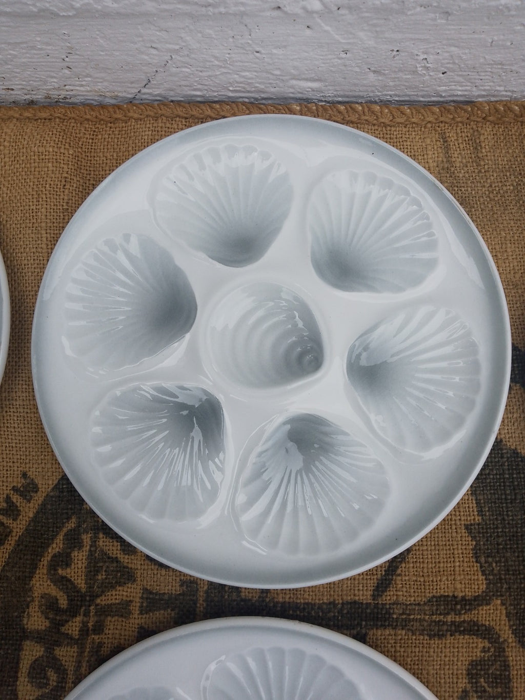 Set of 6 Vintage French Grey Oyster Plates 9.5ins 24cms Orchies Moulin Des Loups