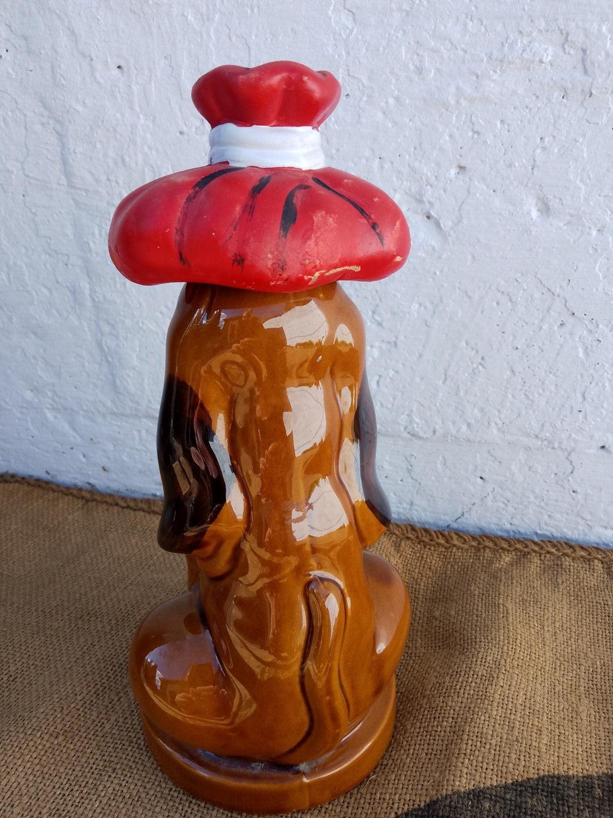 Vintage French Ceramic Glazed Sad Basset Hound Liquer Decanter / Bottle 1970's