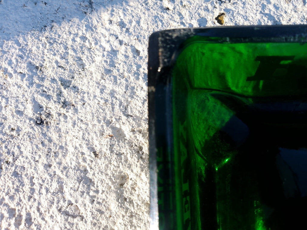 Vintage French Ashtray Verveine du Velay PAGES Liqueur Green Glass Pub Man Cave