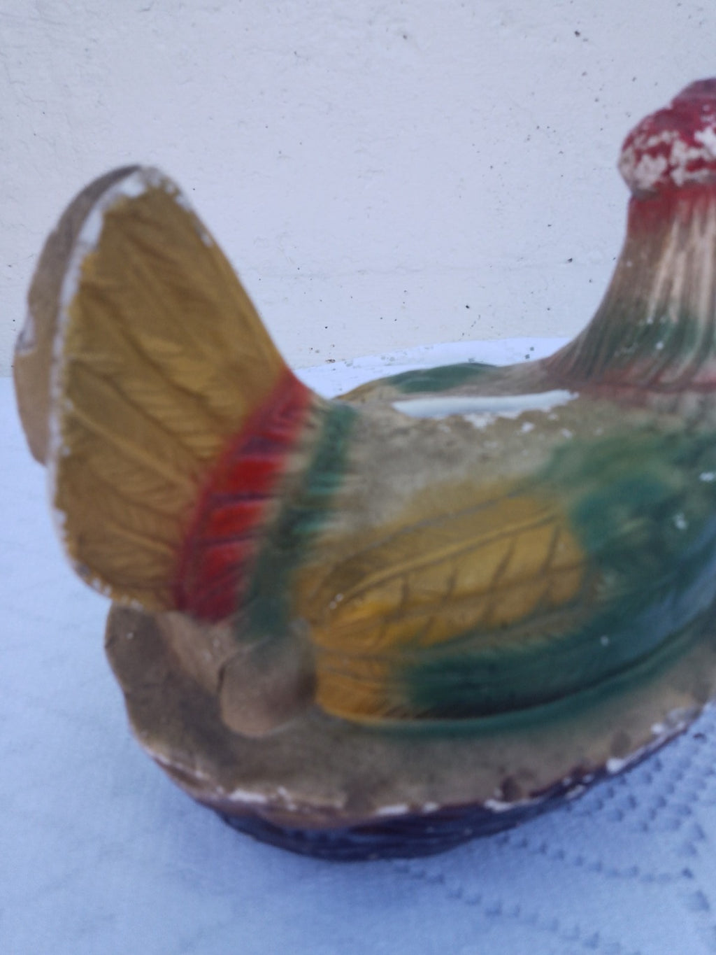Vintage French Plaster Chicken Money Bank Break To Open Piggy Bank c1950-60's