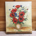Vintage French Oil Painting. Signed by Dussart. Poppies And Daisies in A Vase